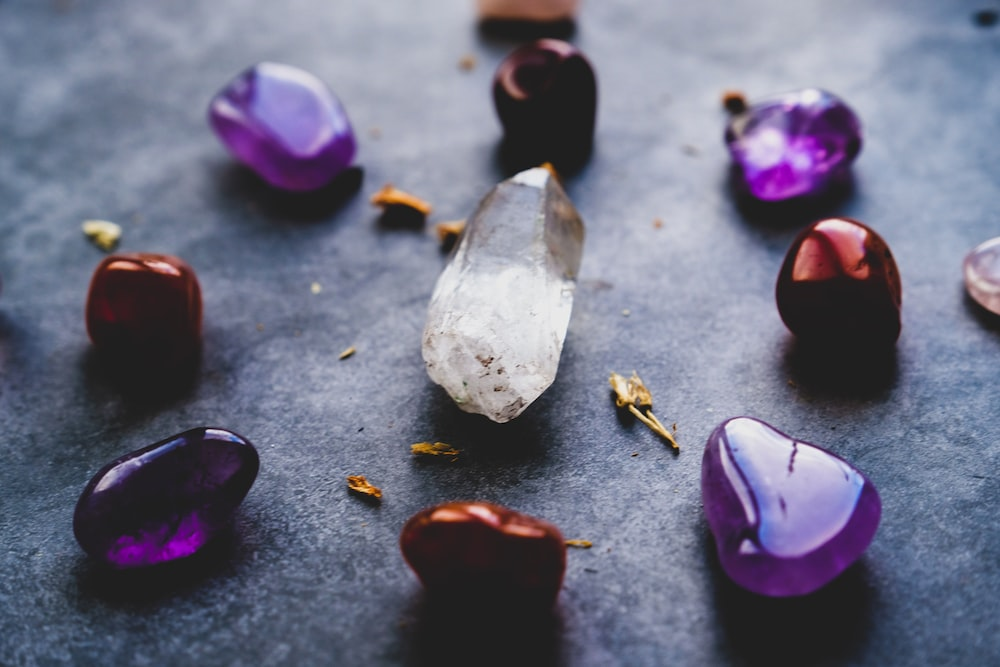 Purple and white crystals